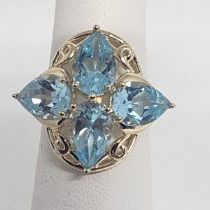 10K YELLOW GOLD & TOPAZ RING SIZE 4